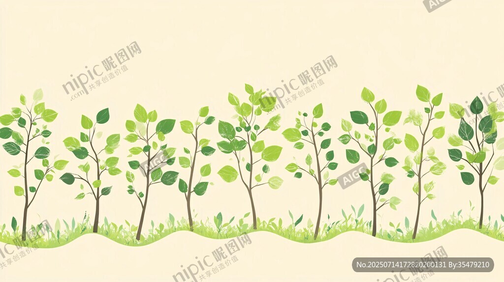 清新绿植边框图案设计