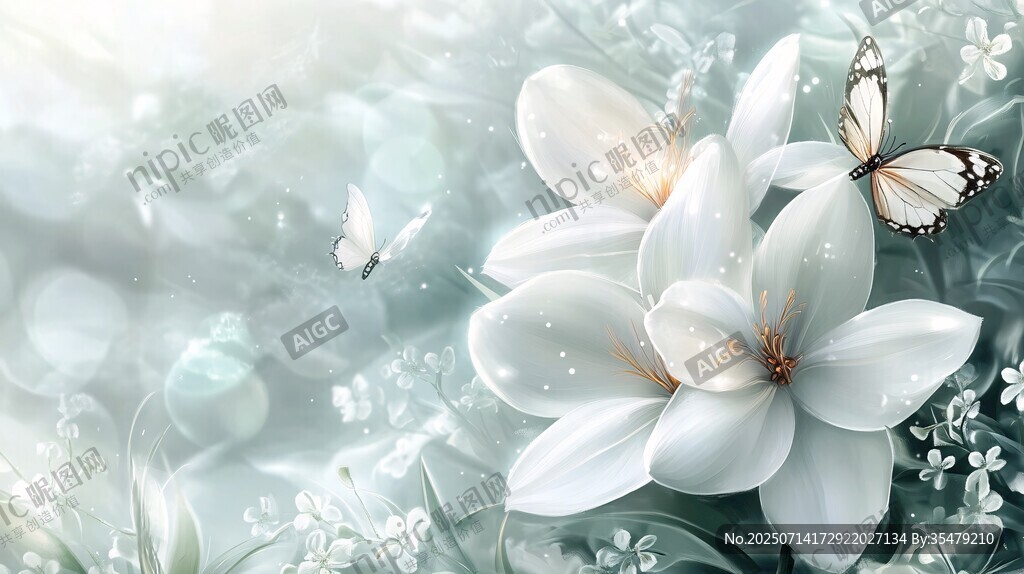 梦幻白花间的蝶舞之景
