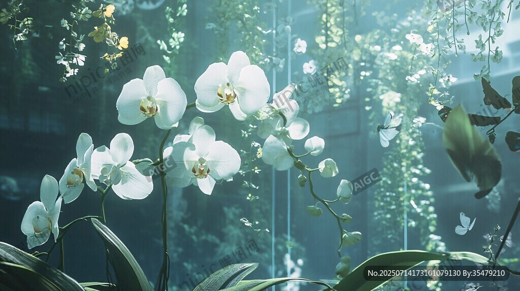 梦幻白蝴蝶兰绿植景观