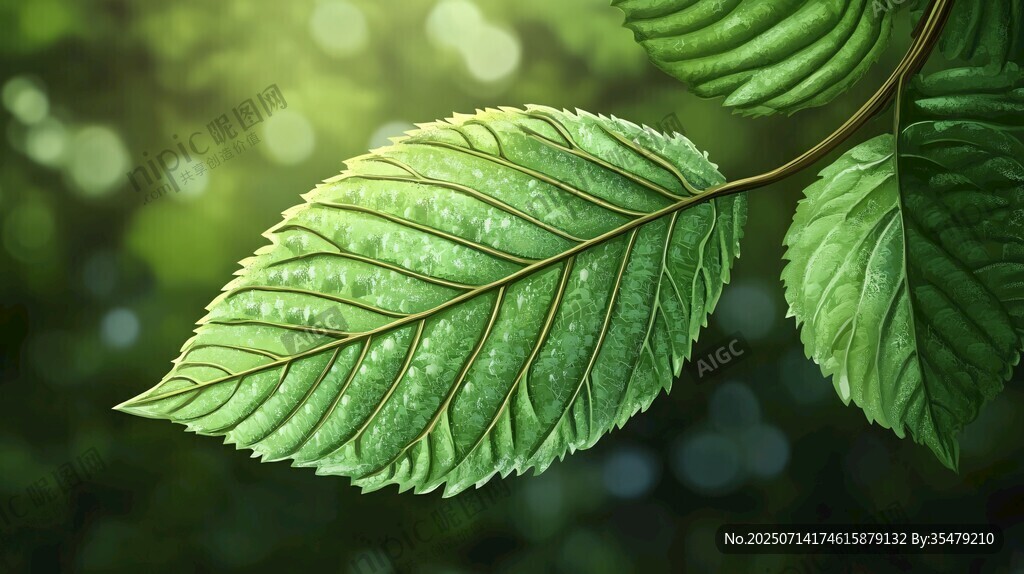 翠绿叶片的自然清新之美