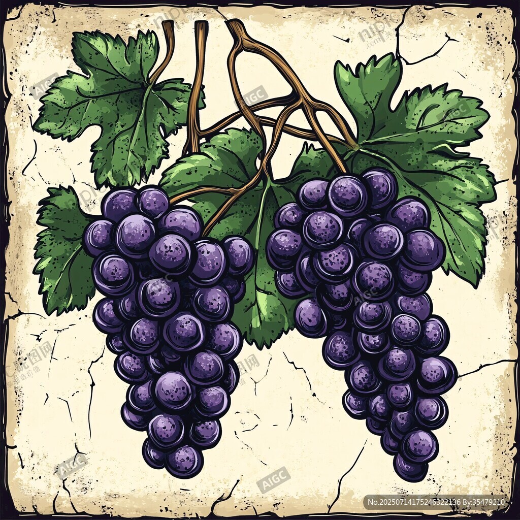 复古风葡萄插画