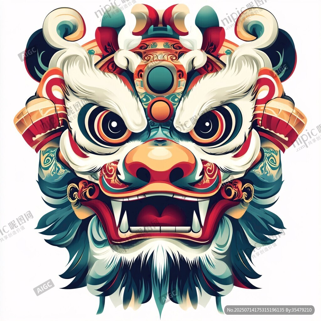 精美传统舞狮头形象设计