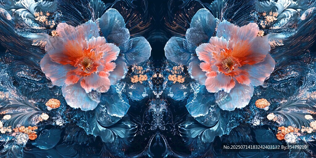 梦幻双生花卉艺术图案