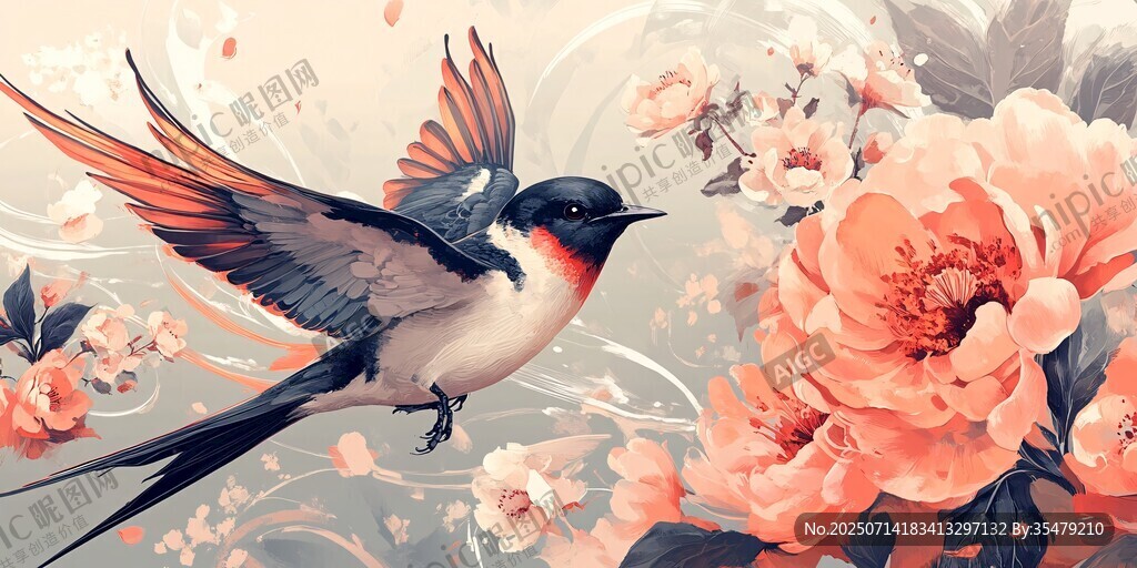 燕子戏花图
