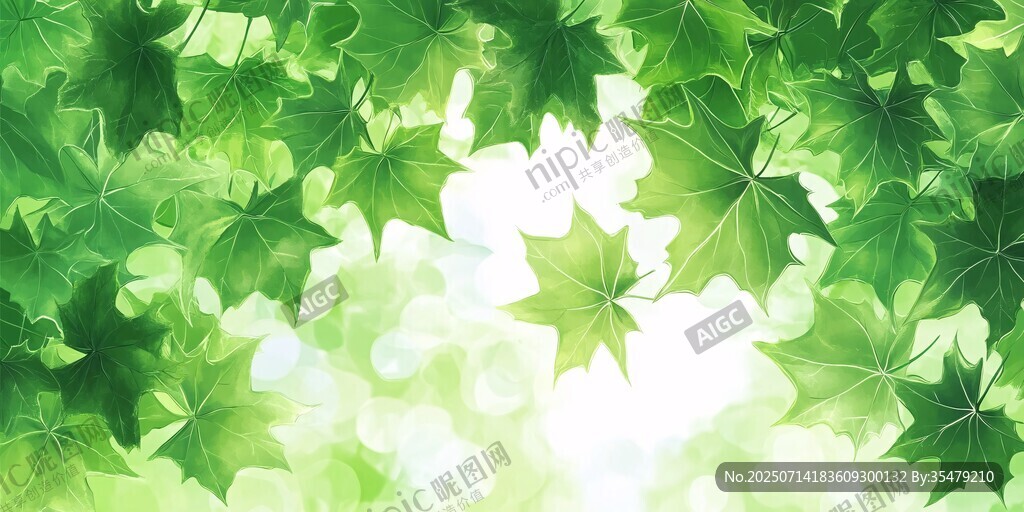 清新绿叶背景图