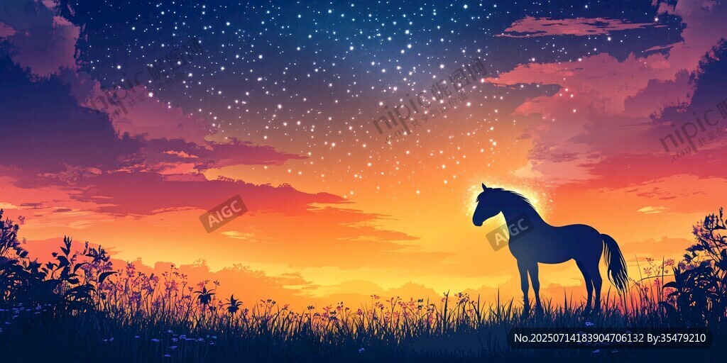 星空下的孤马