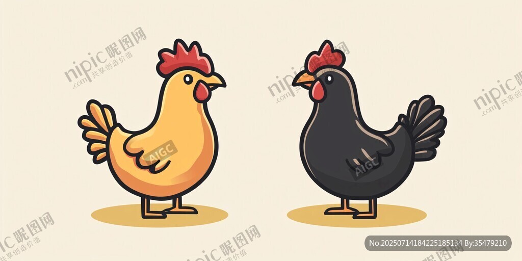 两只卡通鸡对视