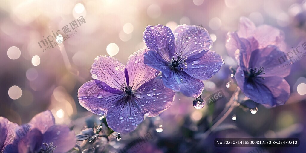 带露紫花 梦幻自然景致