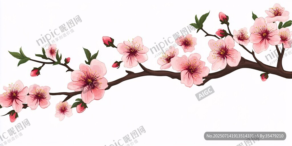 粉色桃花枝 春日浪漫景致