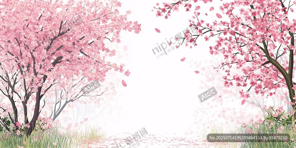 浪漫樱花小道春日美景