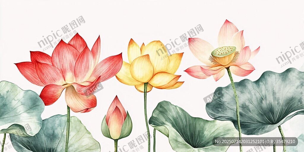 三朵荷花绽放于绿叶间