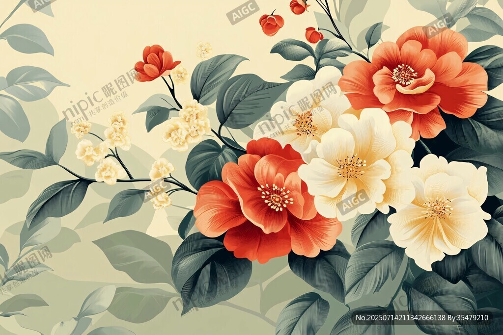 花卉插画 绚烂多彩的花卉世界