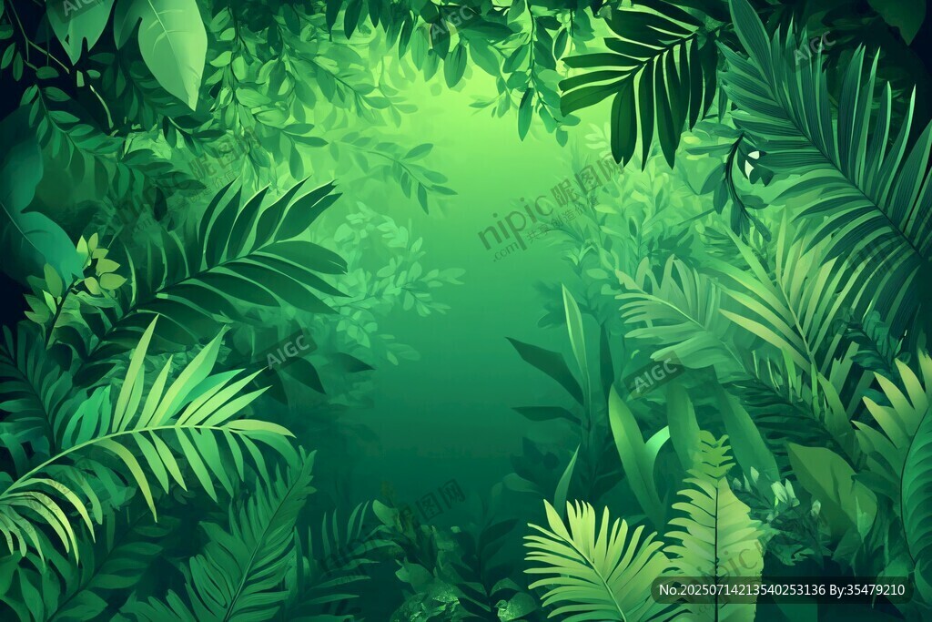 梦幻热带绿植背景图
