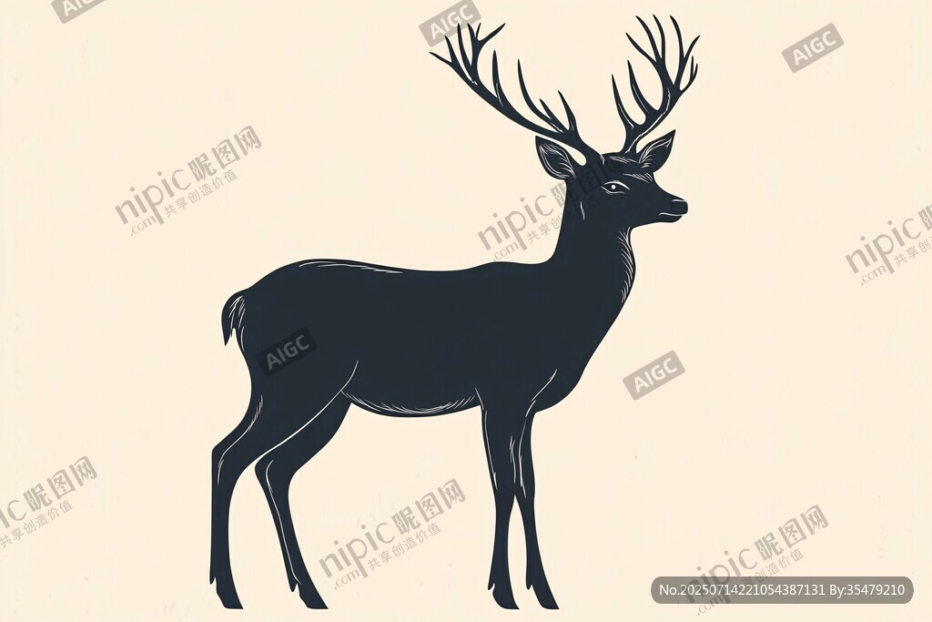 简约风黑色麋鹿插画