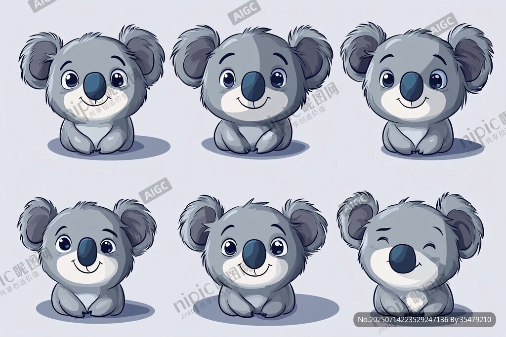 可爱考拉多表情插画