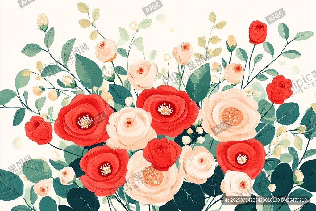 缤纷花卉插画