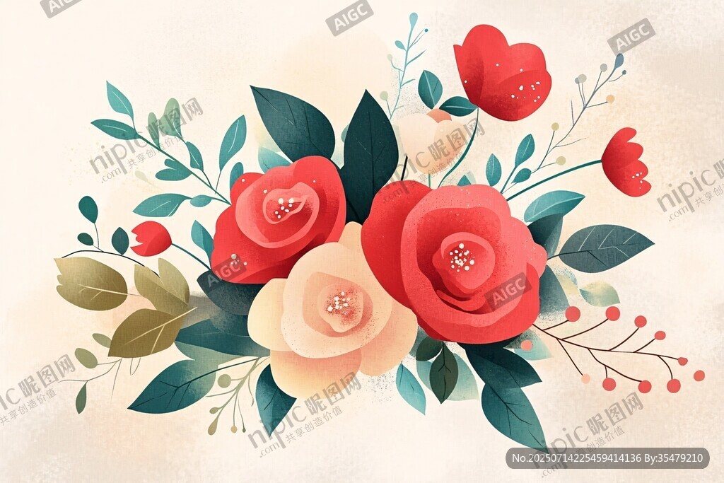 手绘清新花卉插画作品