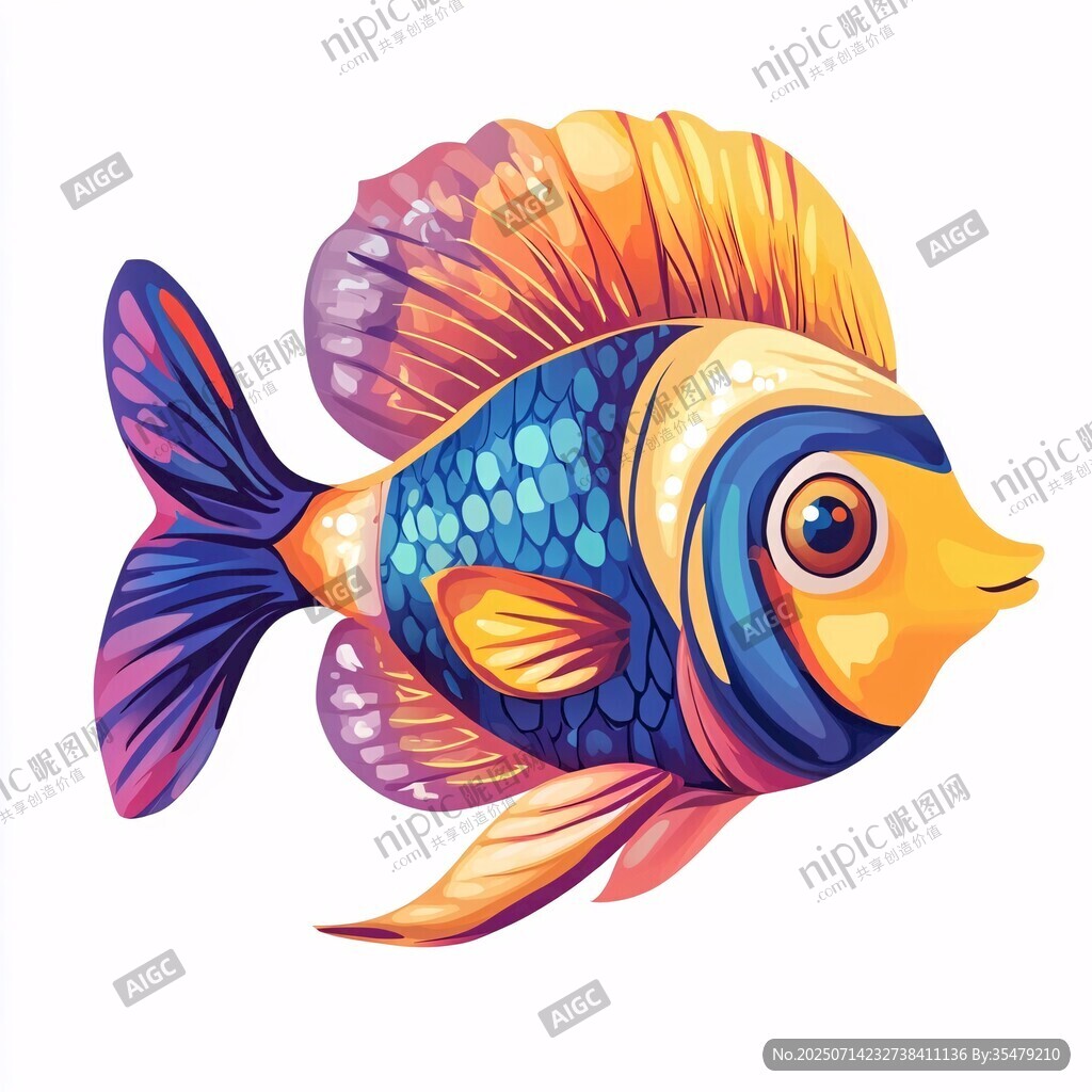 多彩梦幻热带鱼插画