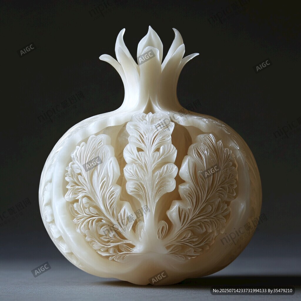 白玉石榴雕刻艺术品