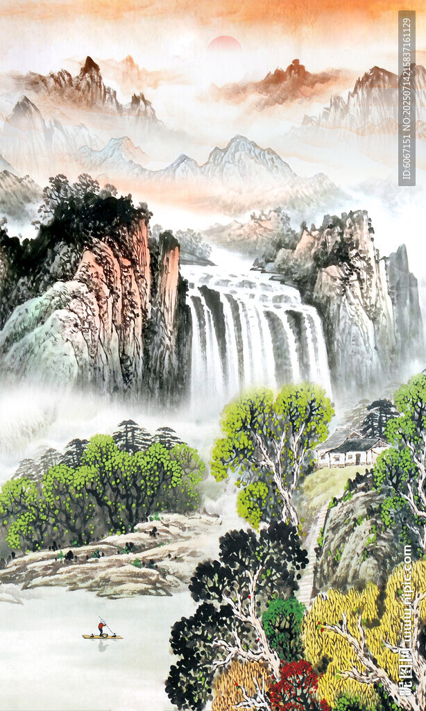 竖幅山水画