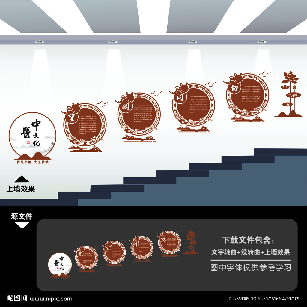 中医楼梯间楼道文化墙