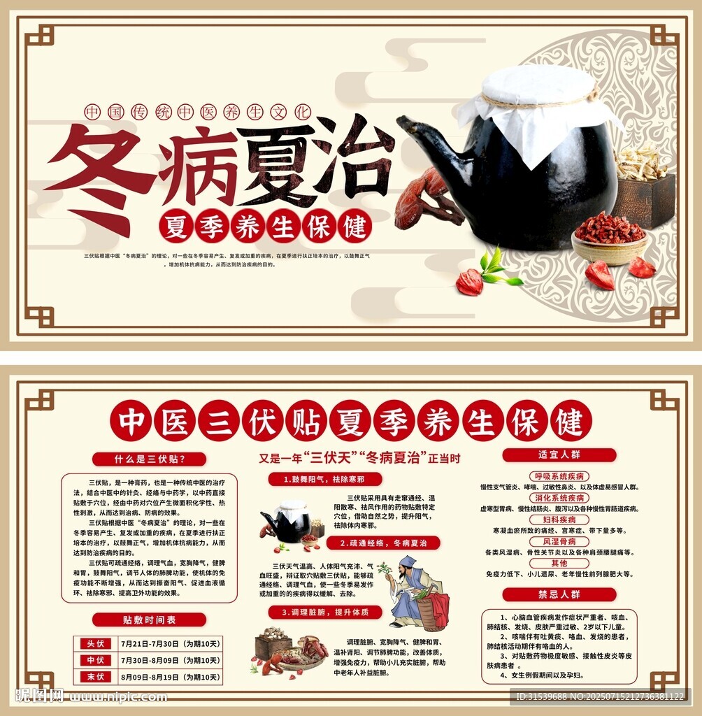 中医三伏贴夏季养生保健医疗展板