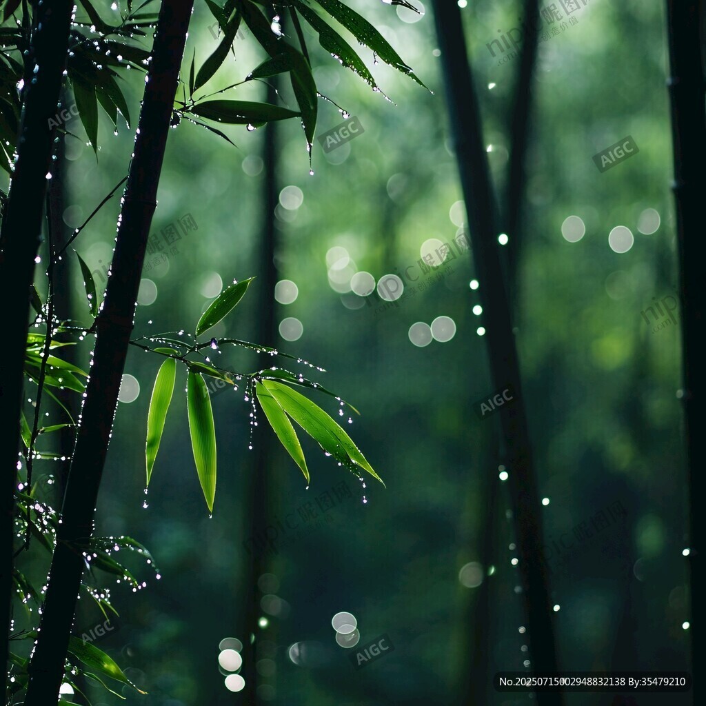 雨润翠竹 清新自然之景