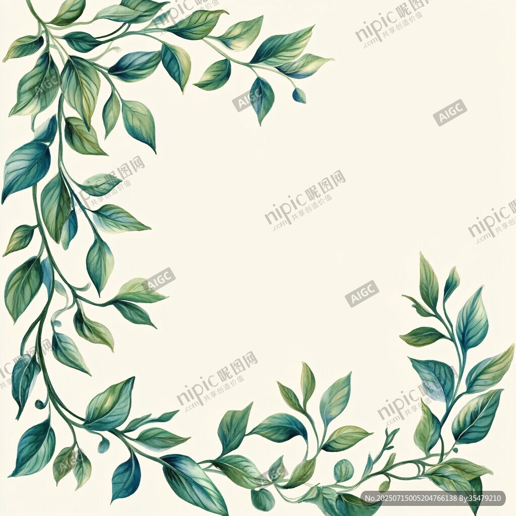 绿叶藤蔓边框装饰图案