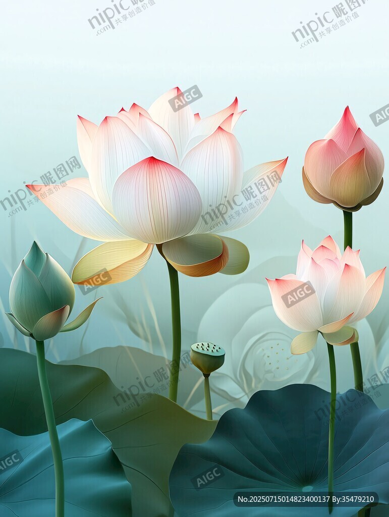 梦幻荷花绽放图