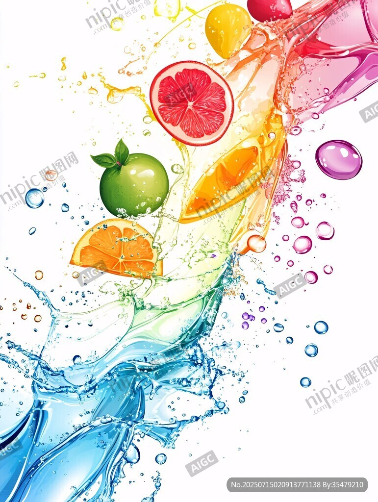 缤纷水果水花动感瞬间