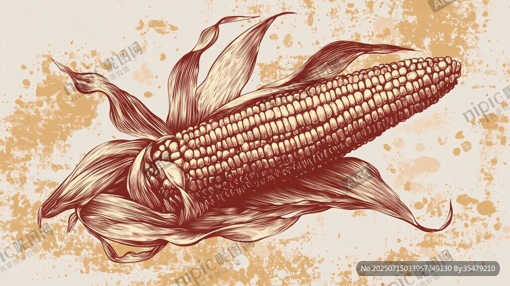 复古风手绘玉米插画