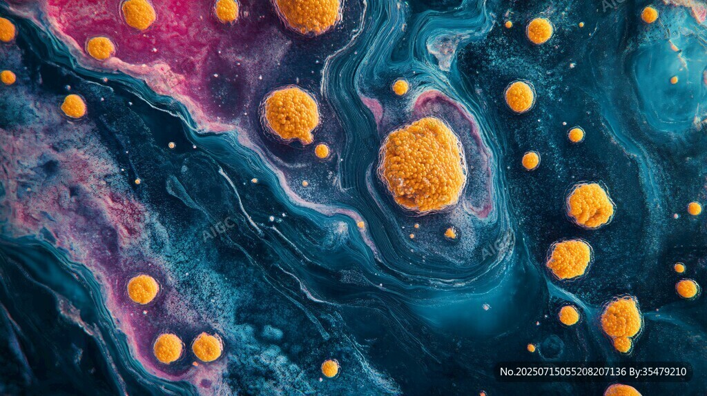 梦幻流体艺术中的多彩颗粒