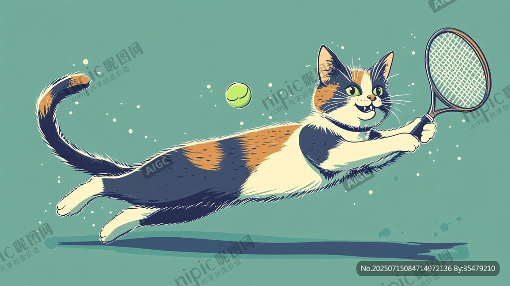 猫咪挥拍击球超萌瞬间