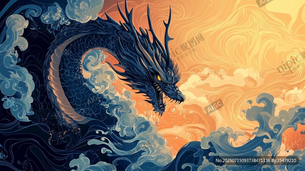 海浪中威严的东方巨龙