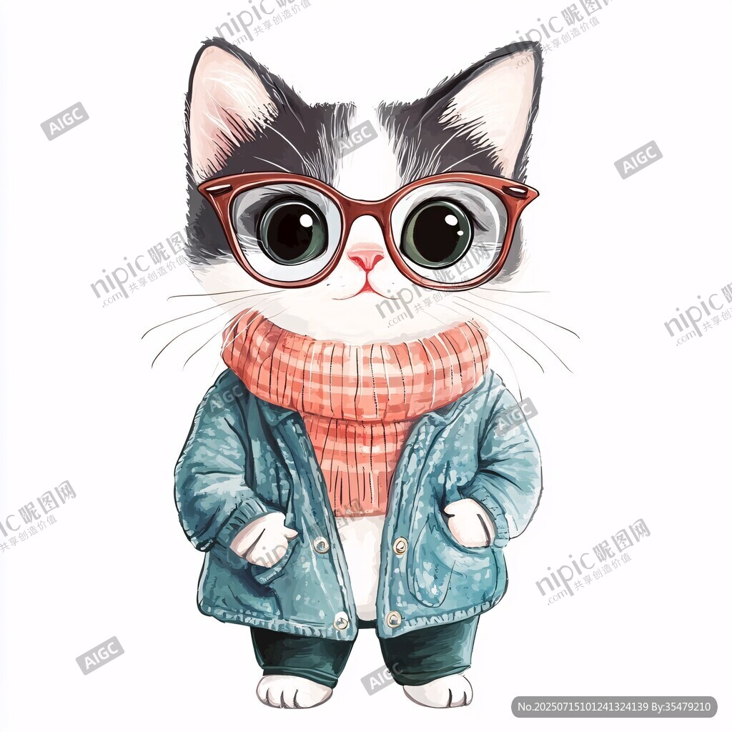 戴眼镜穿外套的可爱猫咪