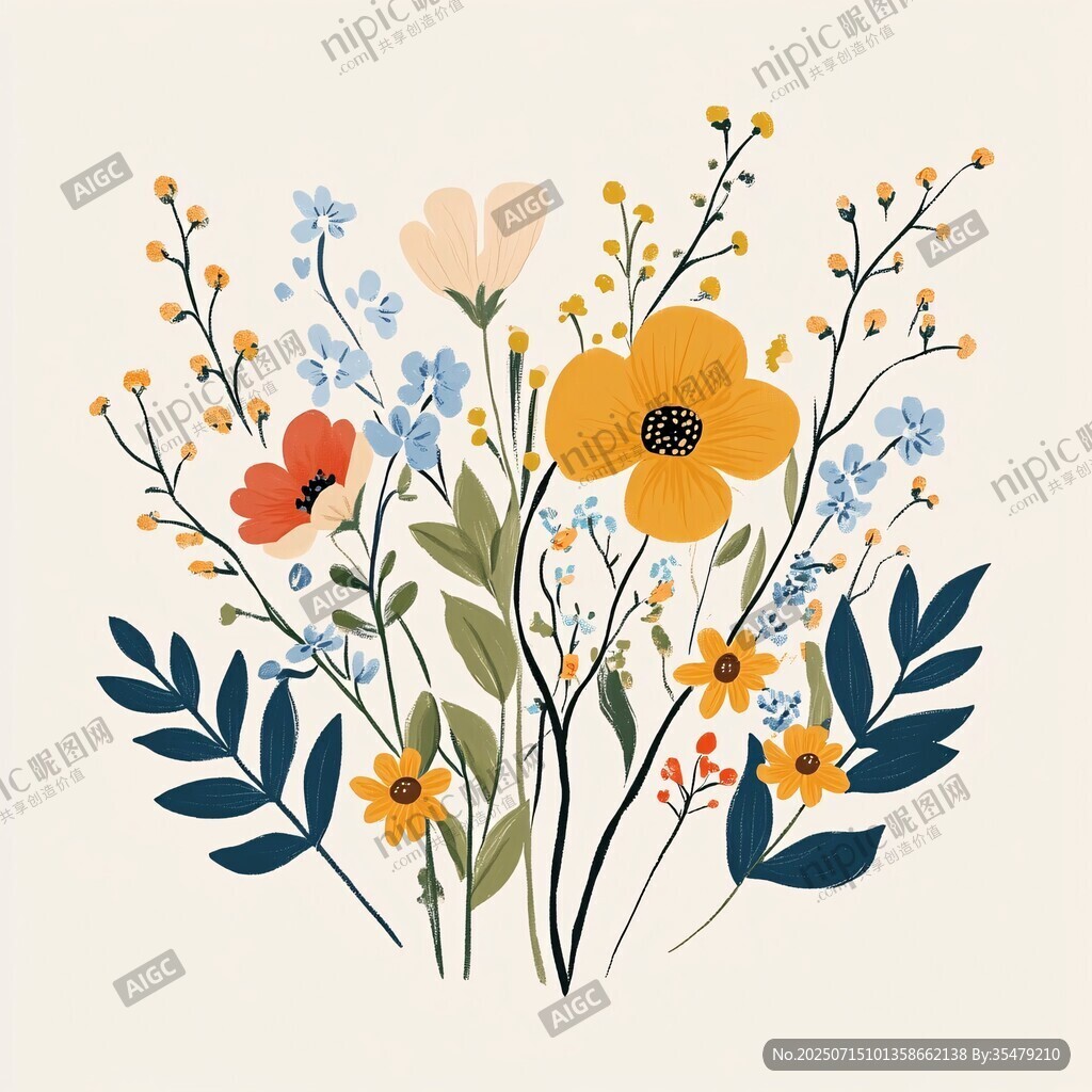 手绘清新花卉插画组合