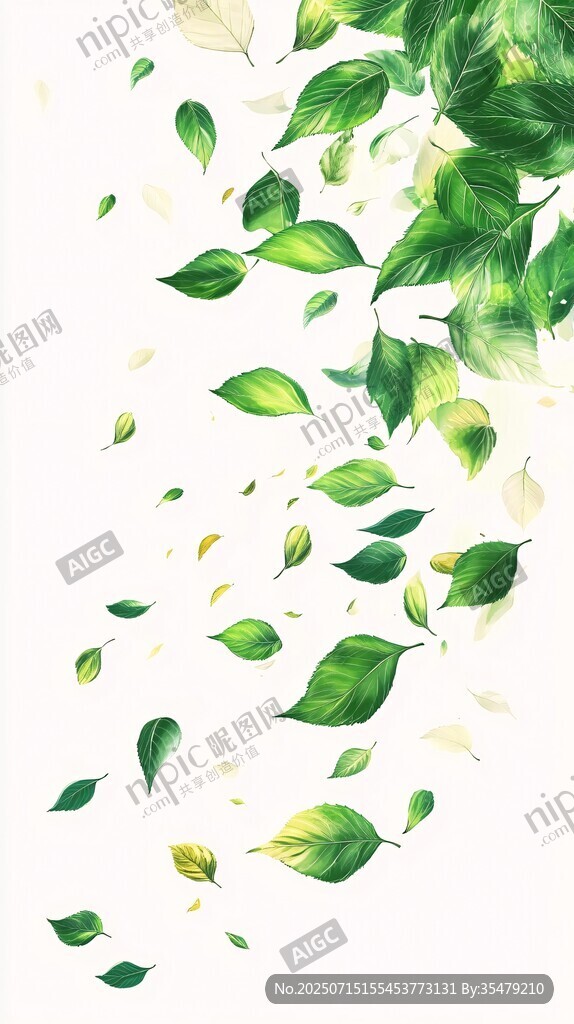 飘落的翠绿叶片