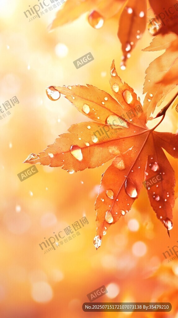 秋韵 带露枫叶美如画
