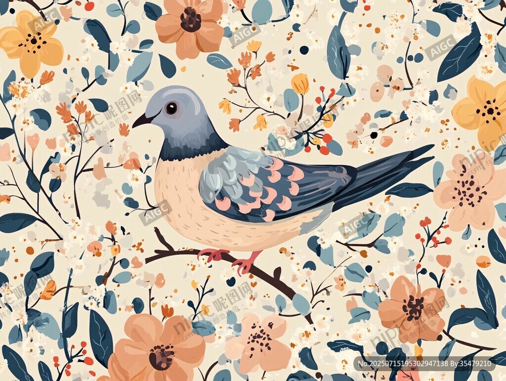 花鸟图中栖鸽