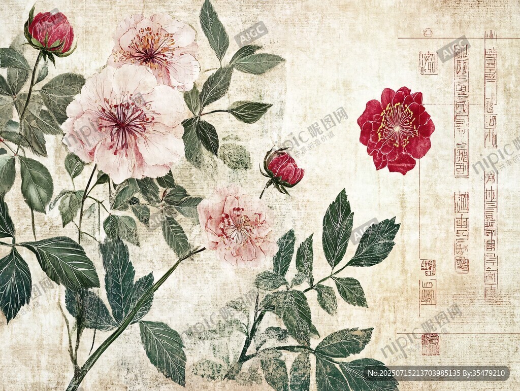 中式古风花卉装饰画