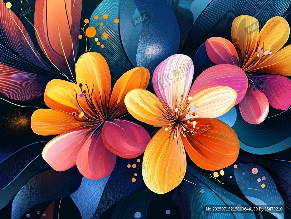 绚丽多彩花卉插画