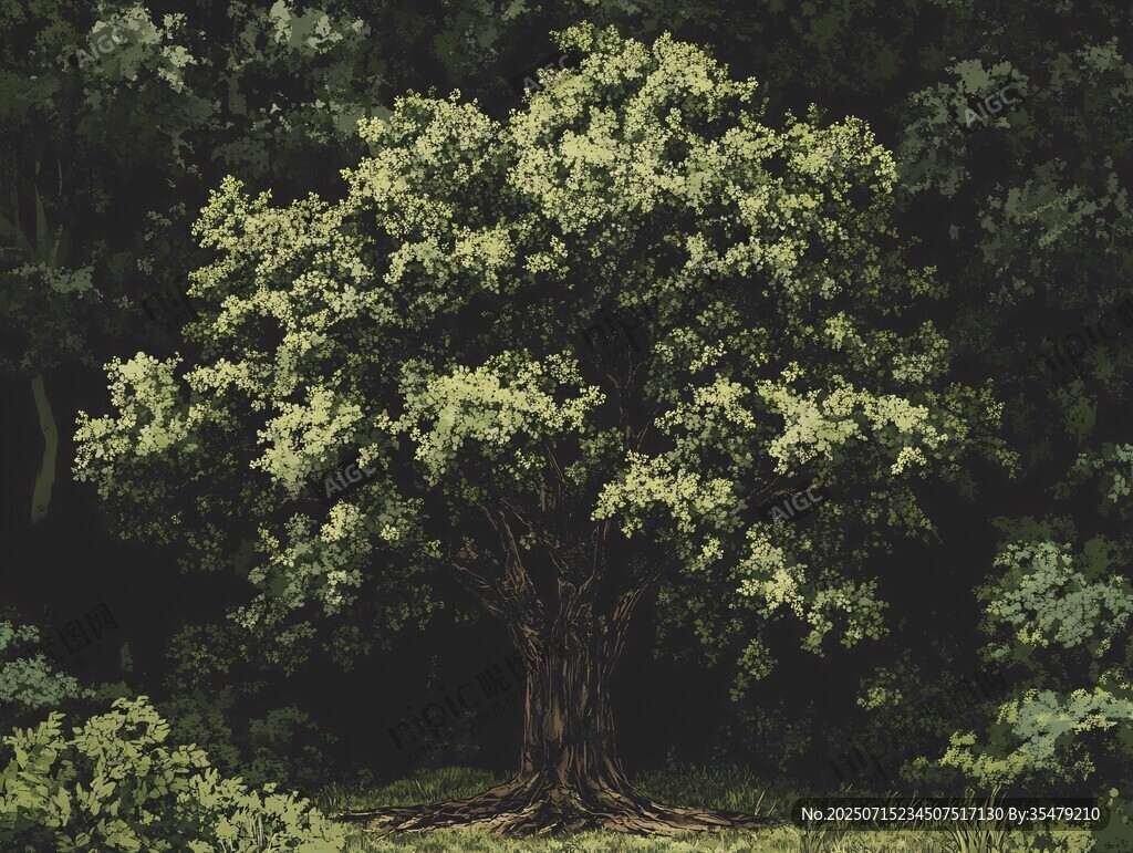 森林中的茂盛大树