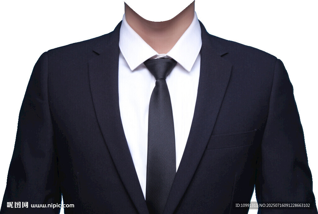 男士西装黑领带正装证件照衣服