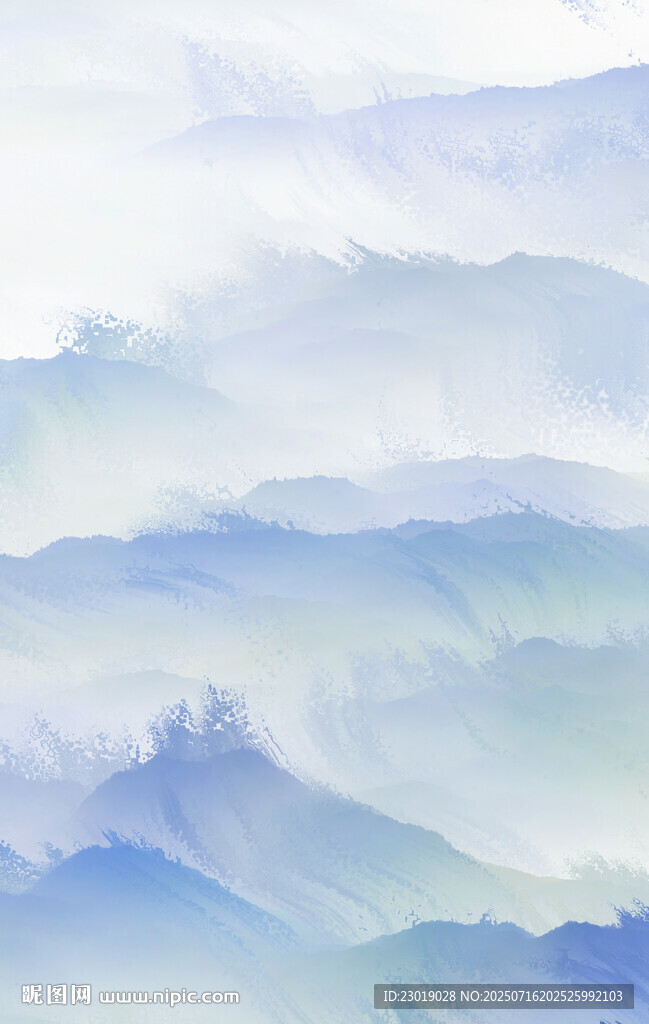 梦幻水彩风远山背景图