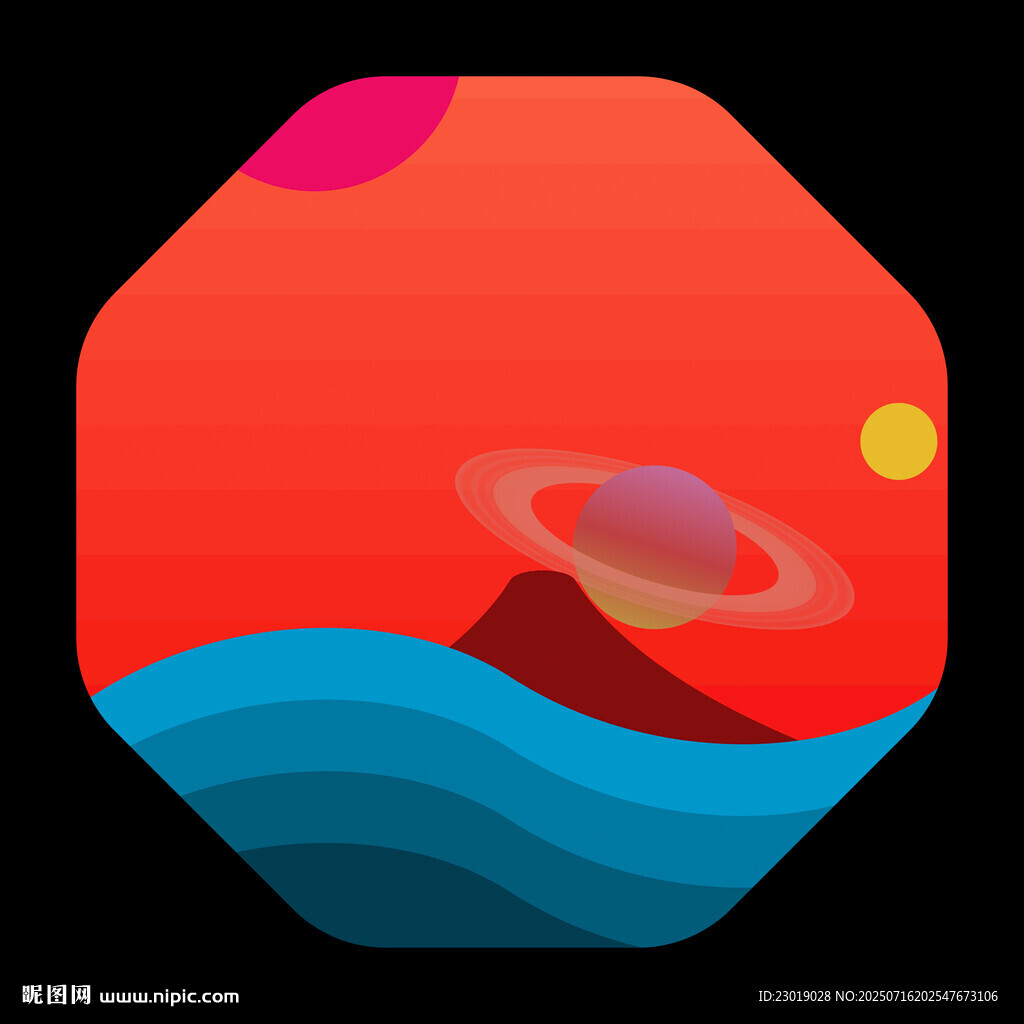 梦幻星球海洋抽象插画