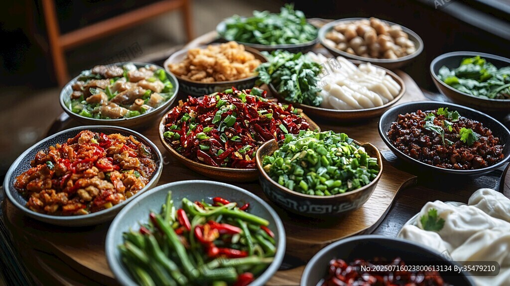 丰盛多样的中式美味菜肴