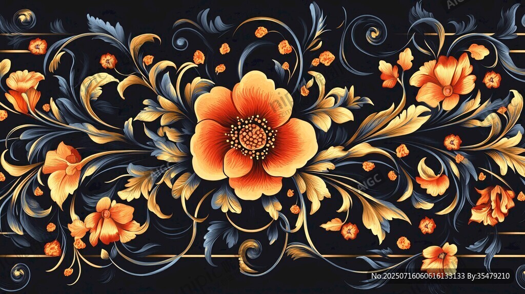 华丽花卉装饰图案设计
