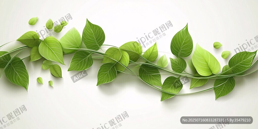 绿色藤蔓叶片装饰图案