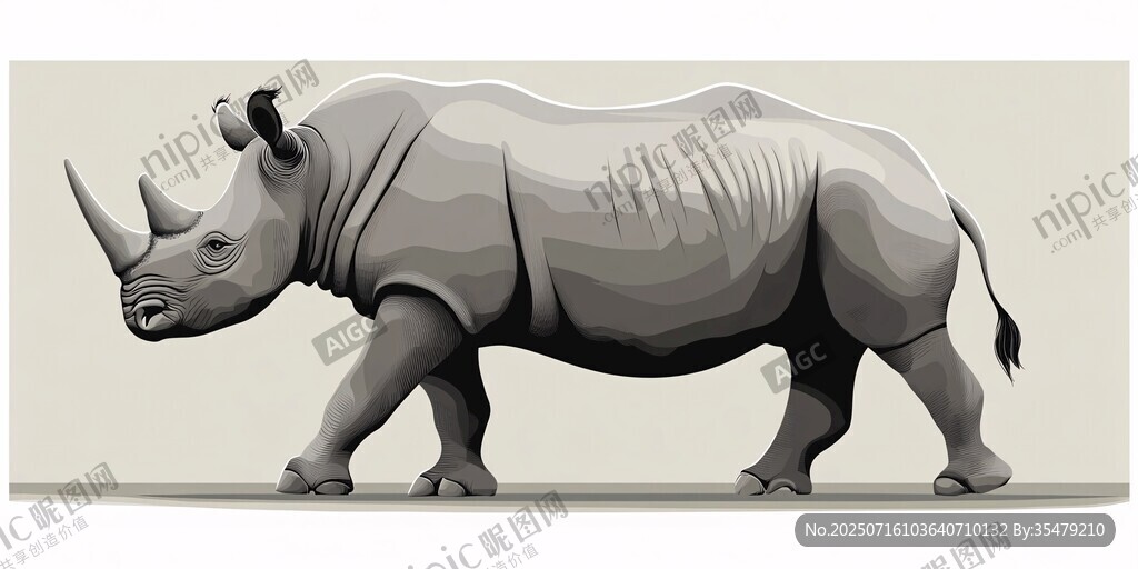 简约风格犀牛插画