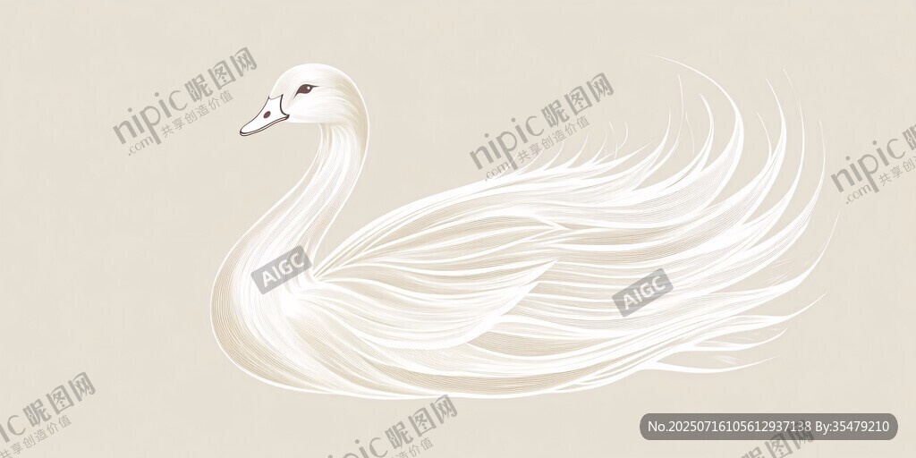 优雅白鹅插画